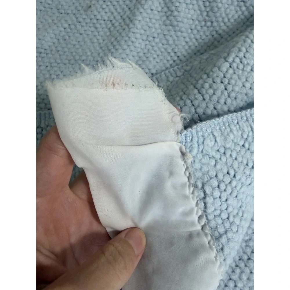 Vintage Weave Thermal Blanket Light Blue Satin Bound Edge Acrylic 64